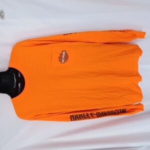 Harley Davidson Tomahawk, Wisconsin Orange Graphic Pocket T-Shirt Mens Large